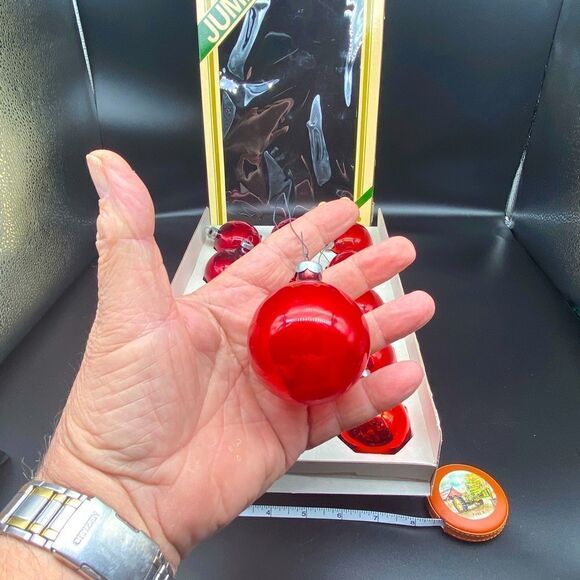 Pyramid jumbo glass vintage Christmas tree ornaments in a box of 15 - Picture 10 of 10